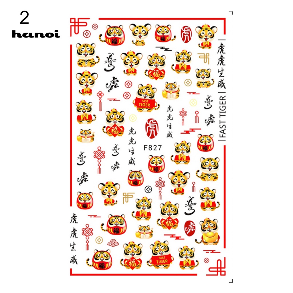 Han_stiker Kuku Motif Hewan Harimau Untuk Nail Art