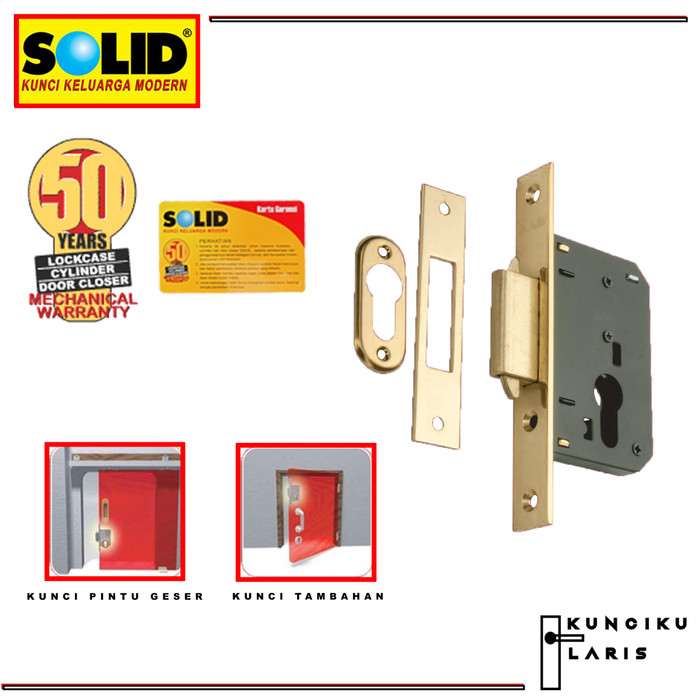 Sliding Deadbolt Lockcase SOLID LC 202 DS - 40 Body Kunci Pintu Dorong - Gold Plated