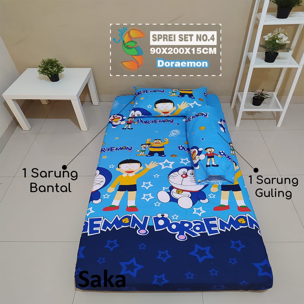 Sprei Katun Motif Doraemon Uk 90x200 (Single)