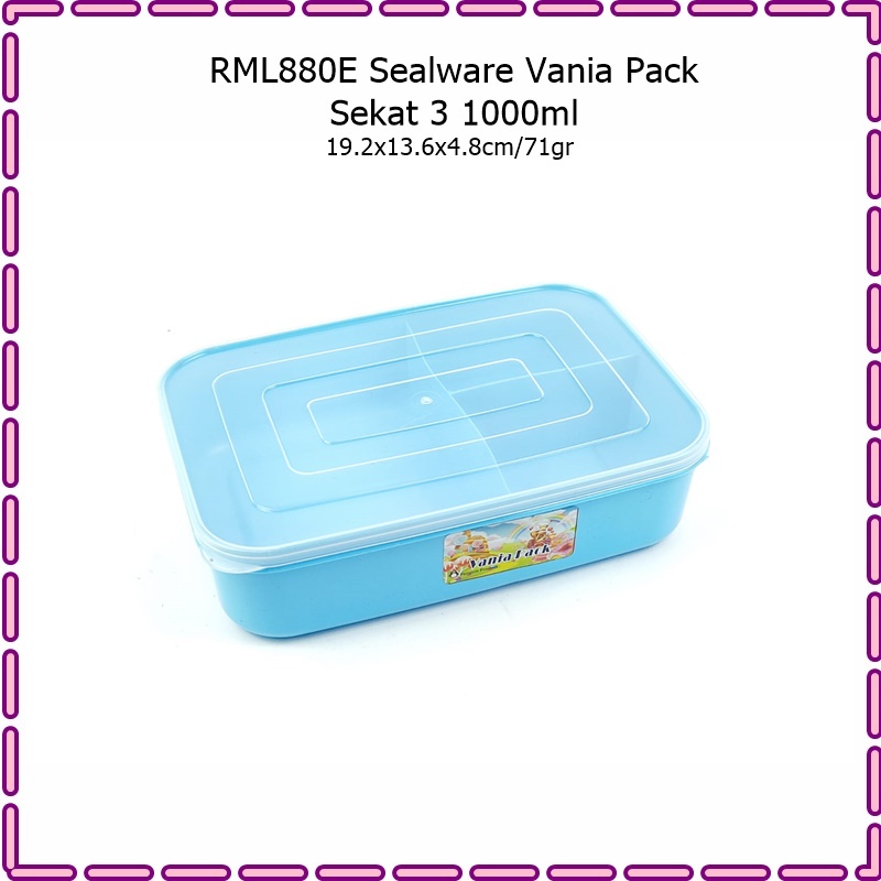 RML880E Sealware/Lunch Box/Kotak Makan Vania Pack Sekat 3 1000ml