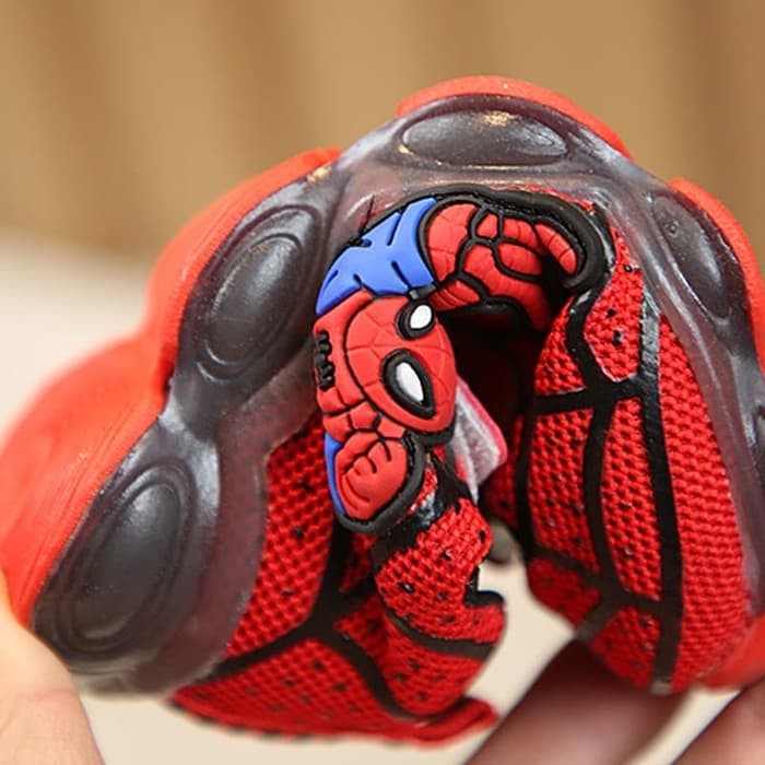 Sepatu Anak Laki-laki & Perempuan Led Model Spiderman Bahan Kanvas
