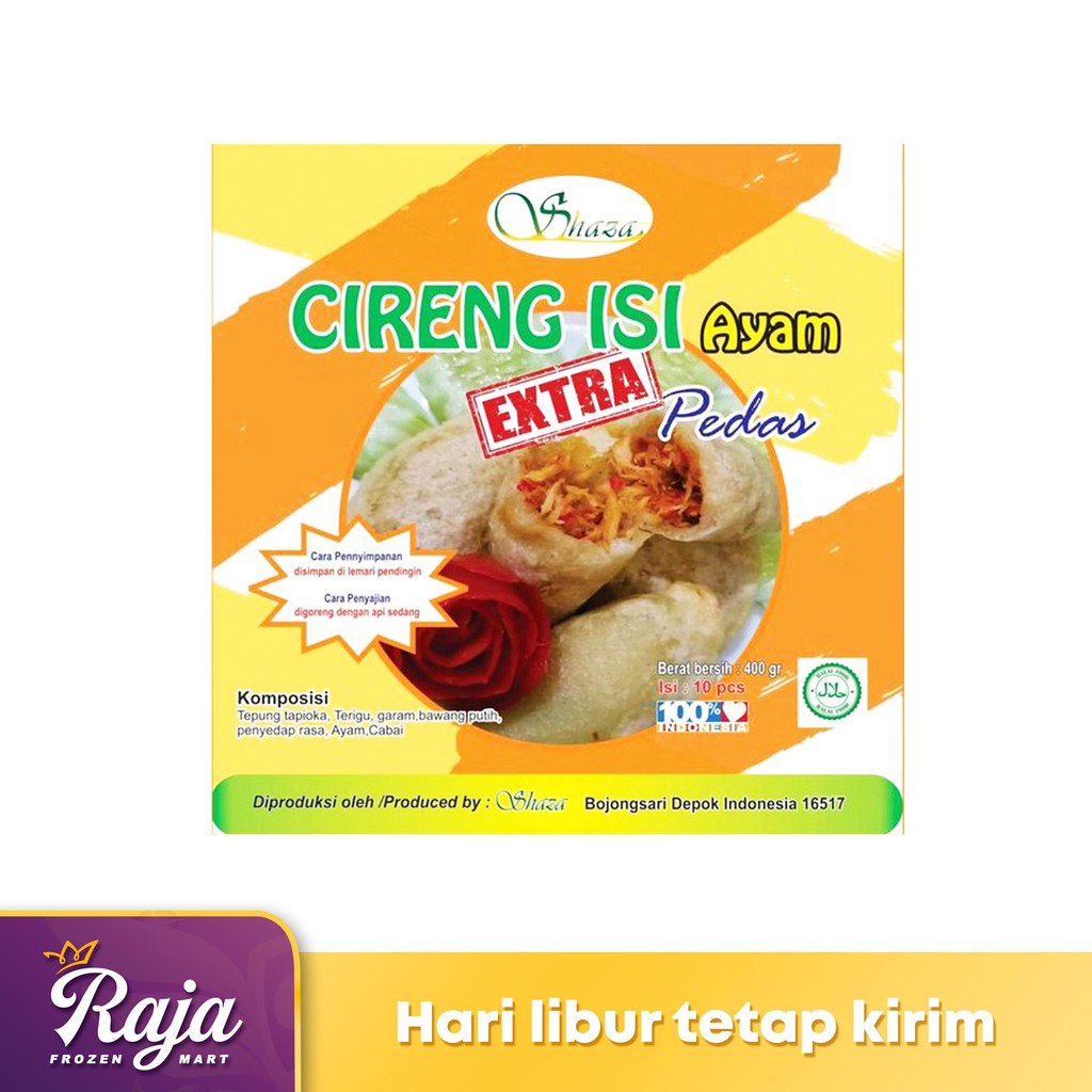 

Shaza Cireng Isi Ayam Ekstra Pedas isi 10 / Makanan Beku / Frozen Food / Cireng Ayam / Rujak Cireng
