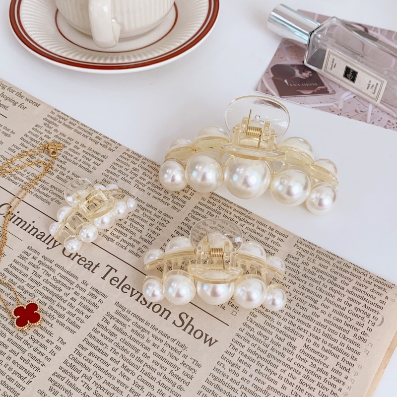 Korean Style Imitation Pearl Solid Color Plastic Women Hair Clips Hair Accessories Ornament