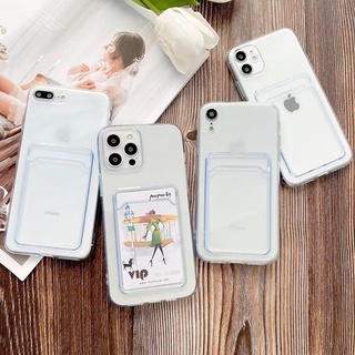 Card Holder Iphone Case Transparent Silicone TPU Cover for