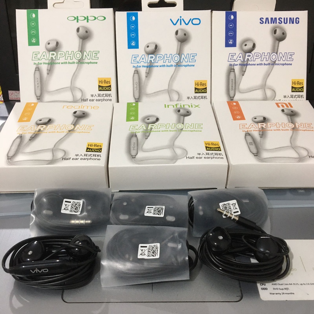 Headset oppo original support semua hp handphone Jack 3.5MM MH133 / R11 / R9 / earphone Vivo/ handsfree Infinix