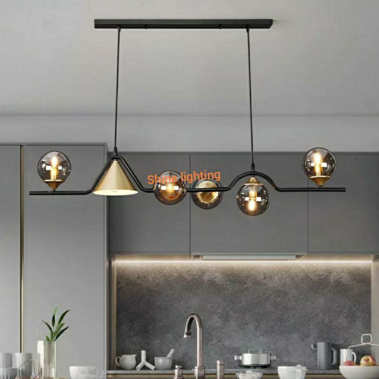 Lampu gantung minimalis modern ruang makan tipe 163 hitam