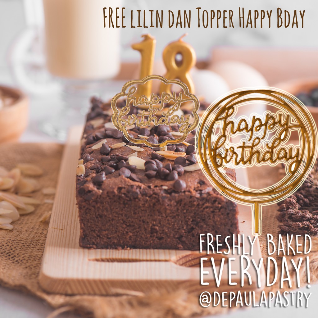 

Kue Ulang Tahun Brownies Panggang Premium Topping BELGIAN CHOCOCHIPS+ALMOND / Ultah Birthday Cake