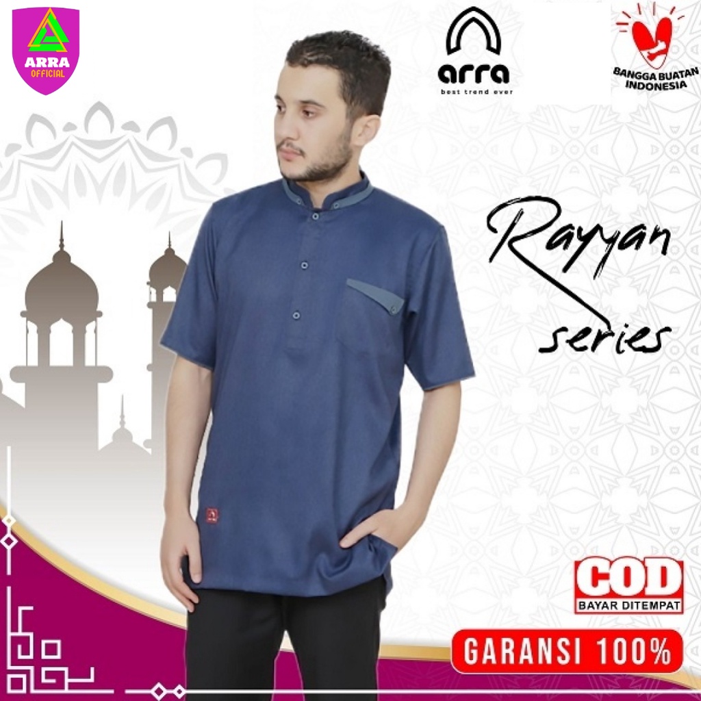 Baju Koko Pria Lengan Pendek Original Arra Rayyan Terbaru Katun Madinah Kemko Pria Koko Rabbani Kemk