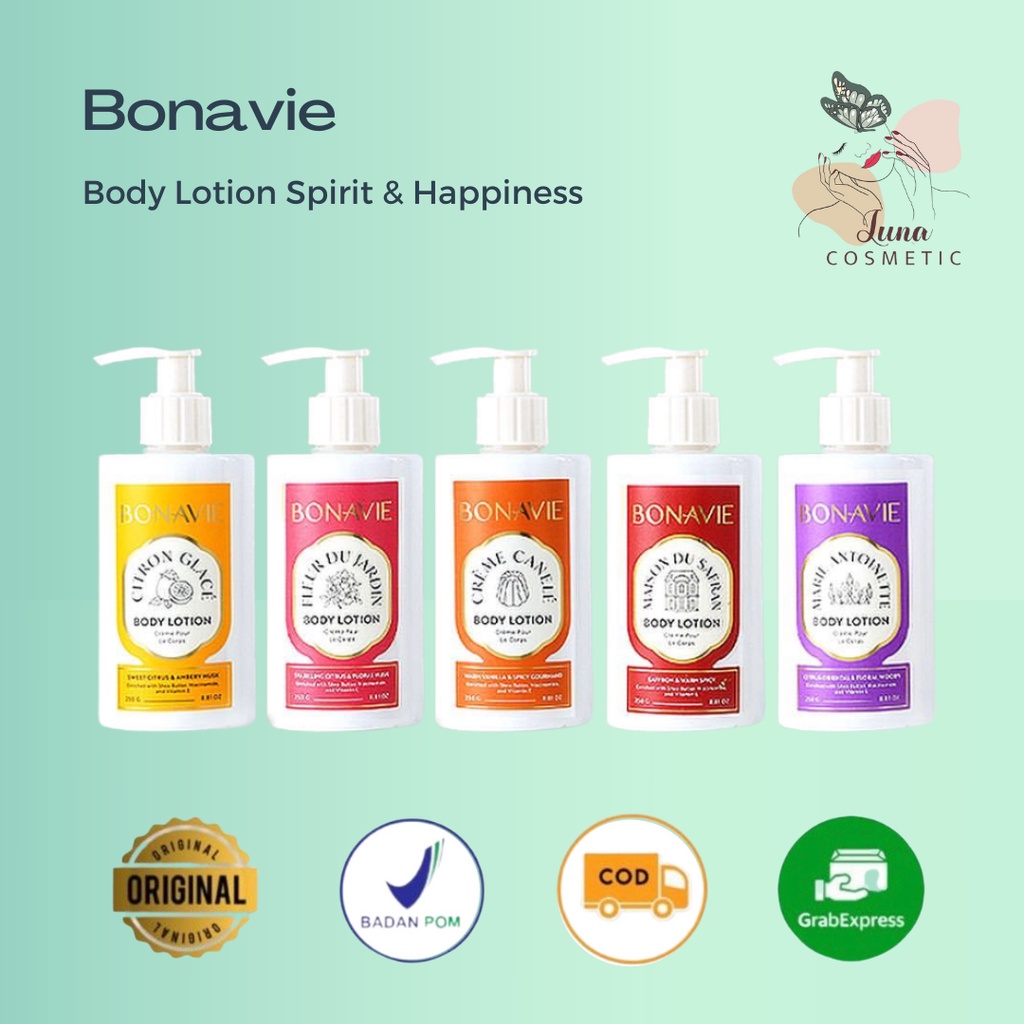 BONAVIE Body Lotion Series 250 ml / Marie Antoinette Fleur de Jardin Citron Glace Maison du Safran Creme Canele