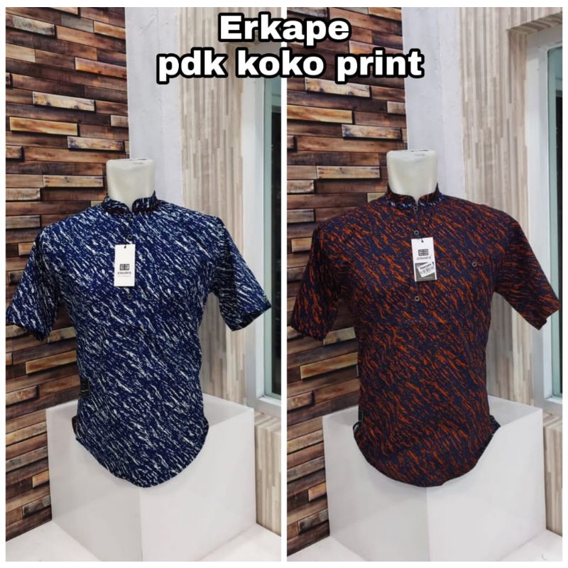 Kemko Kemeja Koko Pria Distro Merk Erkape Lengan Pendek Polos Motif Baju Muslim Laki Laki Cowo Pakistan Kancing Tiga Baju Solat Lebaran Terbaru Size M L XL