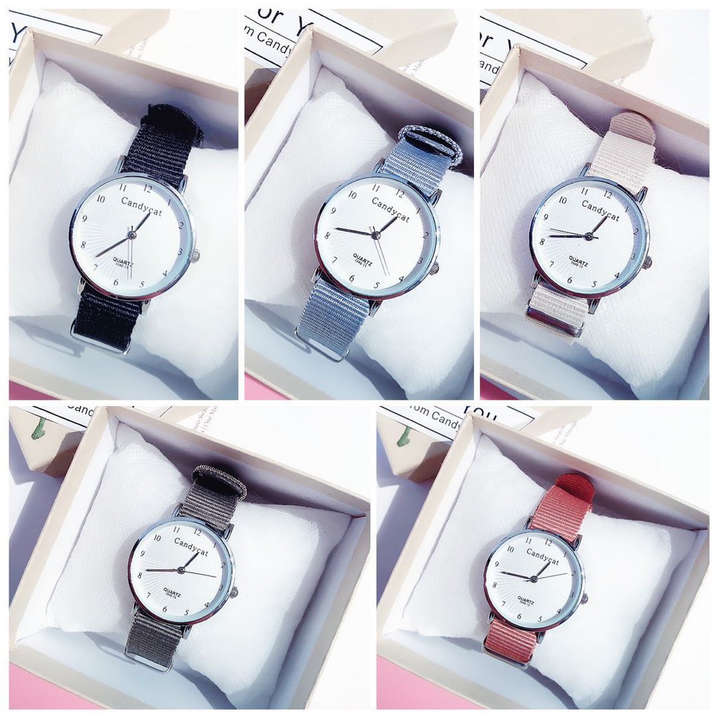 ✅COD Jam Tangan Wanita Analog Quartz Casual Simple Chic Strap Nylon Untuk Fashion Watch