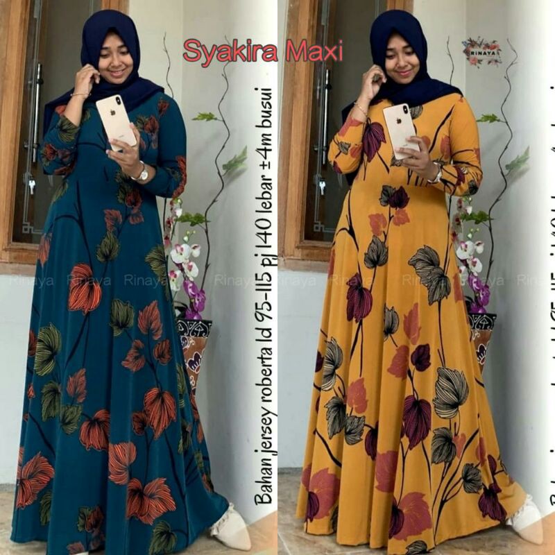Maxi Dress // Gamis Syakira Maxy By Rinaya // Gamis Bahan Jersey Roberta