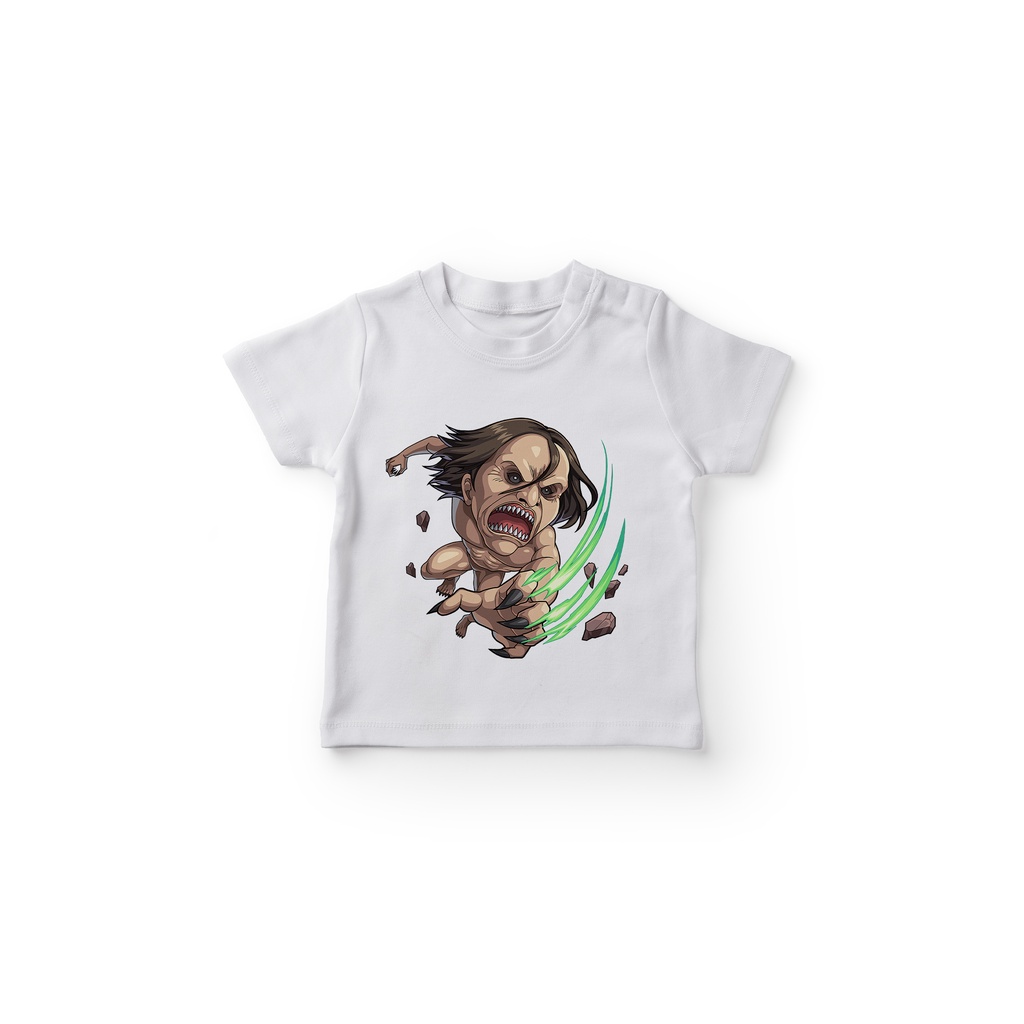 GKAPAOT2200 Kaos Anak Unisex Karakter Anime Attack On Titan Colossal Eren Action Baju Anak Lengan Pe