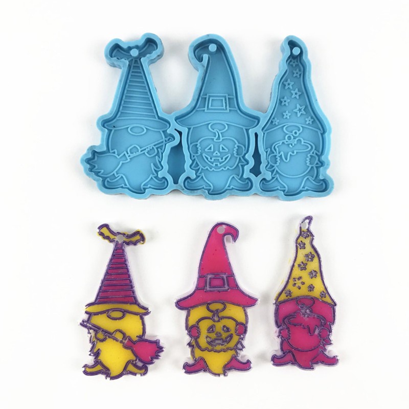 Glitter Halloween Gnomish Keychain Epoxy Resin Mold Dwarf Doll Pendant Silicone Mould