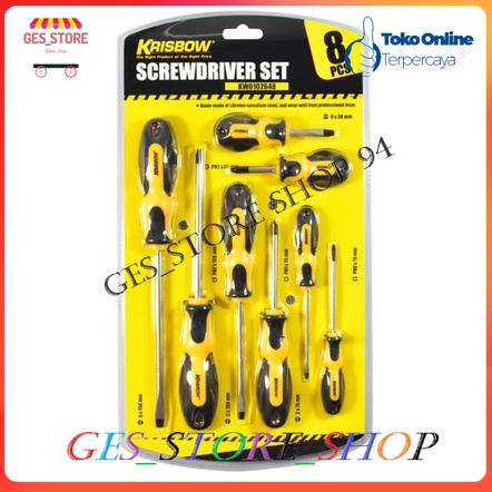 Krisbow Obeng Plus & Minus Set 8 Pcs Kuning