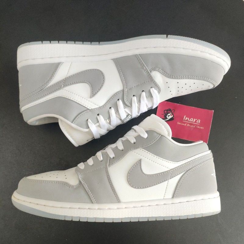 Sepatu Bekas Nike Air jordan 1 Low White Wolf Grey (Original second) - Size 43