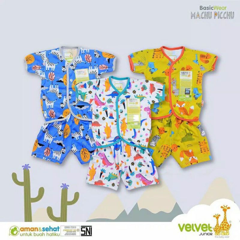 Stelan Pendek Velvet Junior  Baju Tidur Bayi/ Baju Bayi Baru Lahir   Velvet Junior STELAN BABYMOON