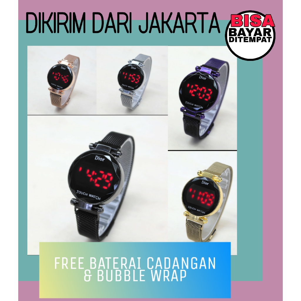 JAM TANGAN DIGITAL LED BULAT TALI PASIR