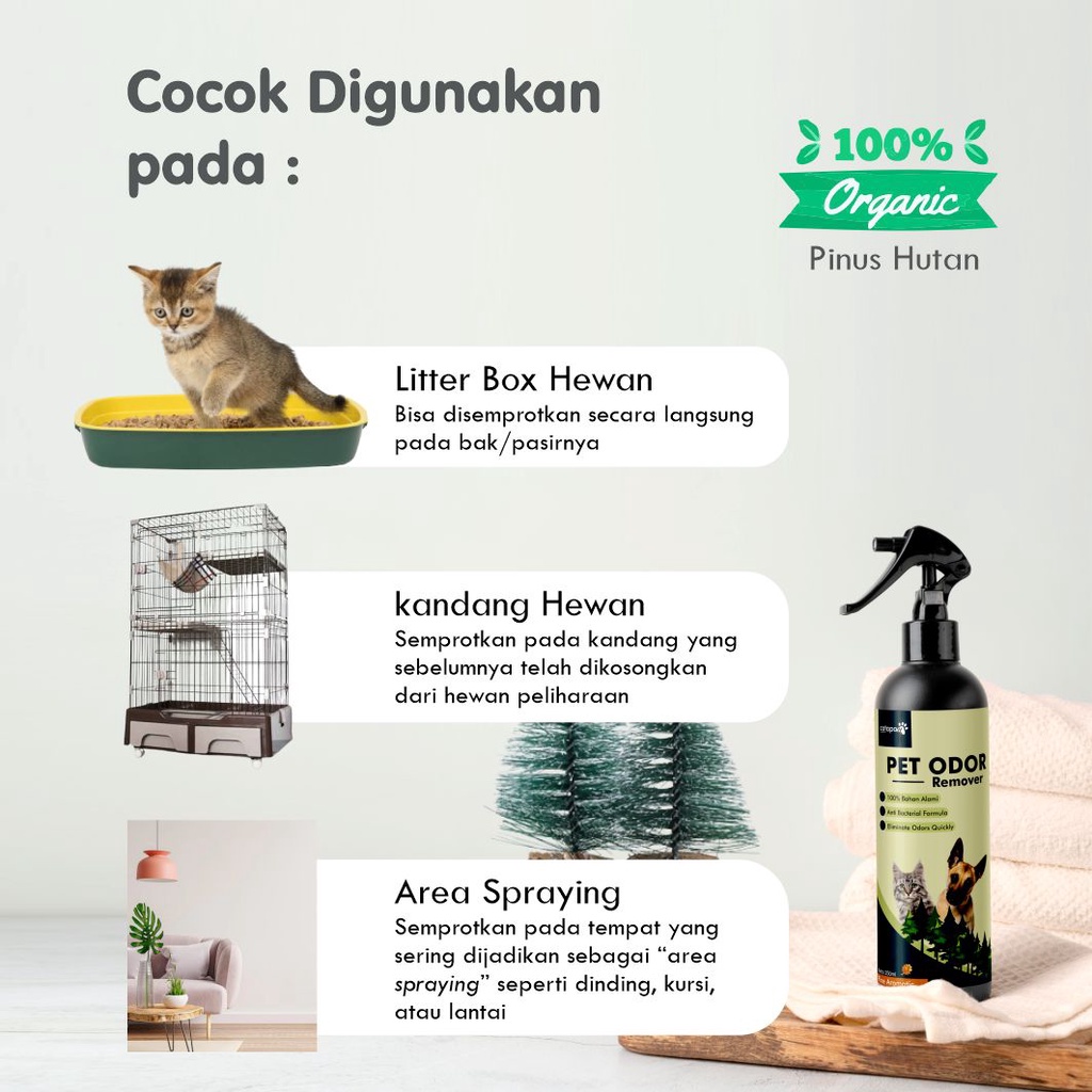 CATAPAW Penghilang Bau Kotoran Kucing Anjing / Pet Odor Remover Penghilang Bau Pesing Pup Pipis Kucing / Pewangi Pasir Gumpal Kucing Cat Litter Box - Aroma Pinus Hutan