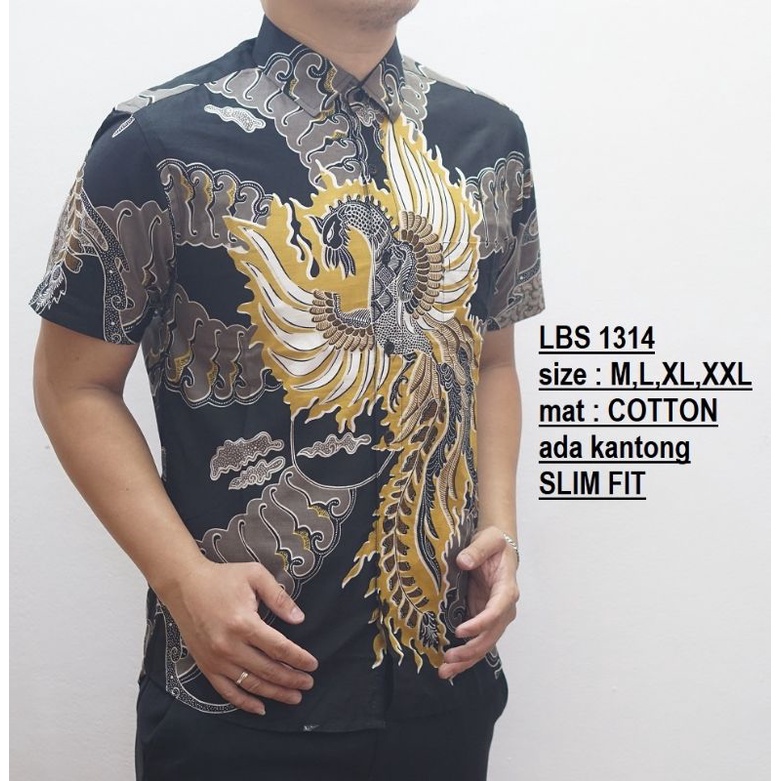 READY XXL BATIK PRIA SLIMFIT LENGAN PENDEK ORIGINAL LUIGI BATANI