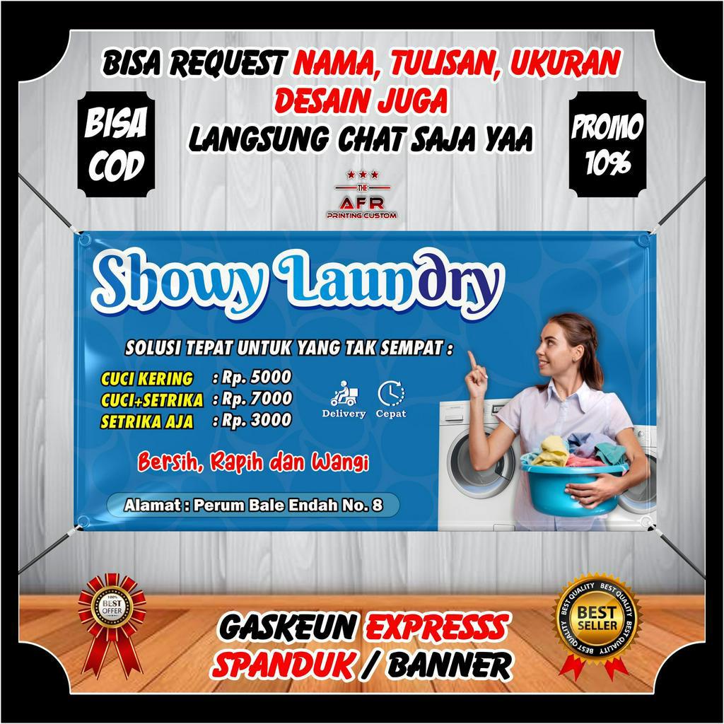 Spanduk Banner Backdrop Laundry Kiloan - Banner Toko Jasa Laundry Londri Kiloan Desain Custom Keren