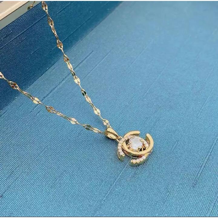 kalung channel titanium wanita pria anti karat korea style