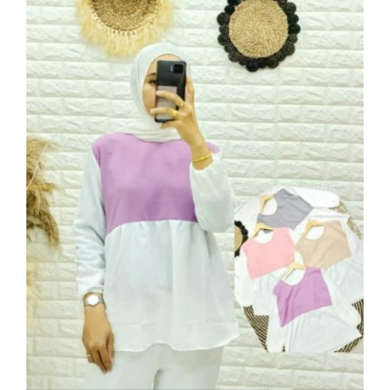 Arde top blouse / atasan blouse meyuna 2tone / atasan wanita