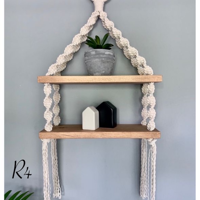 Rak dinding macrame gantung rak tanaman minimalis