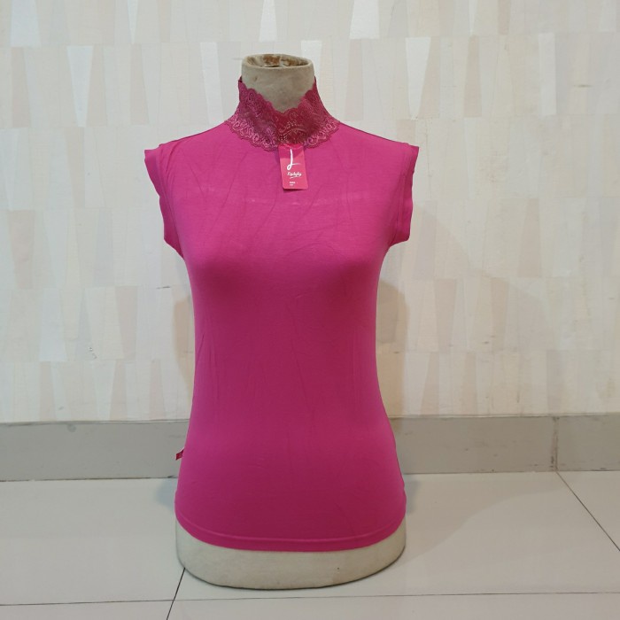 tank top kerah tinggi renda 409 lydyly, dalaman muslim, bhan viscose