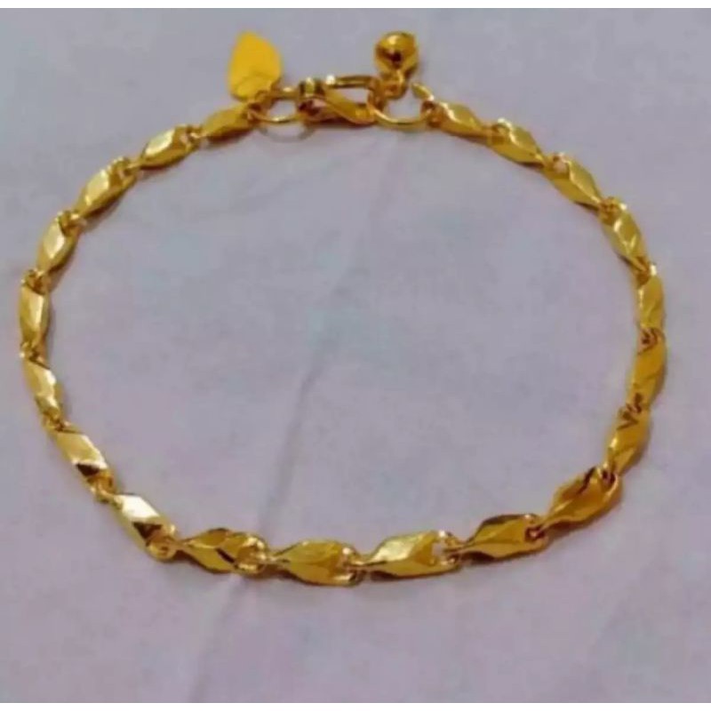 Gelang Titanium Moiv padi lapis emas 24K