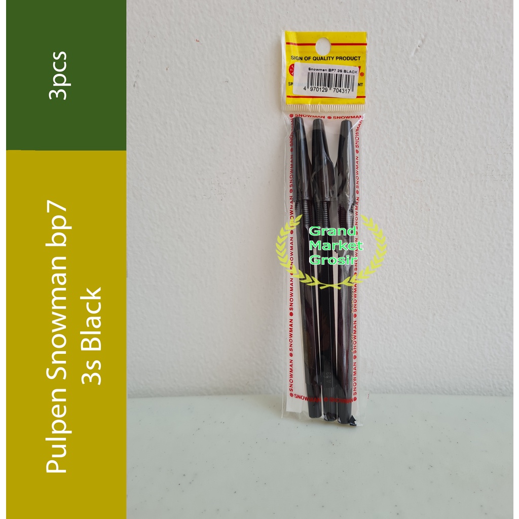 

Pulpen / Pen SnowmanBP-7 Neendle Point Isi 3 Hitam