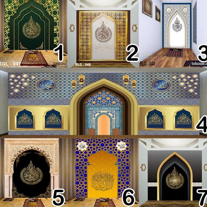 Wallpaper 3D Custom Wallpaper Dinding Mihrab Masjid Kaligrafi Islamic
