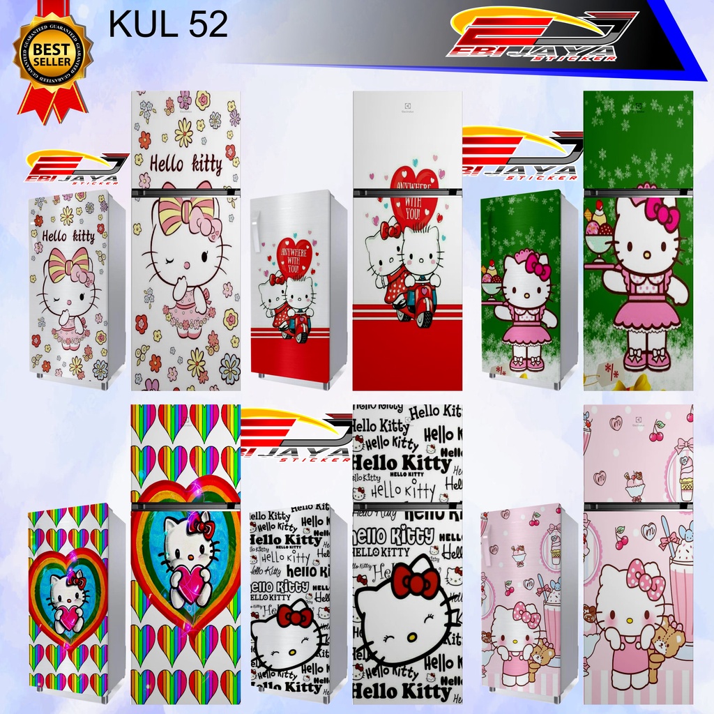 STIKER KULKAS DAN MAGICOM / STIKER KULKAS PINTU 1 DAN 2 / STIKER KULKAS MOTIF HELLO KITTY SERIES ( A
