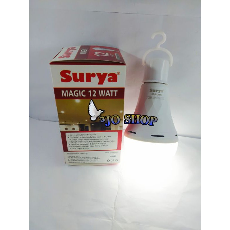 Bohlam Lampu magic 12 watt Hannochs SURYA cahaya putih