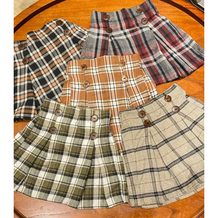 ZALINA BUTTON SKIRT  Rok Flanel nak Perempuan