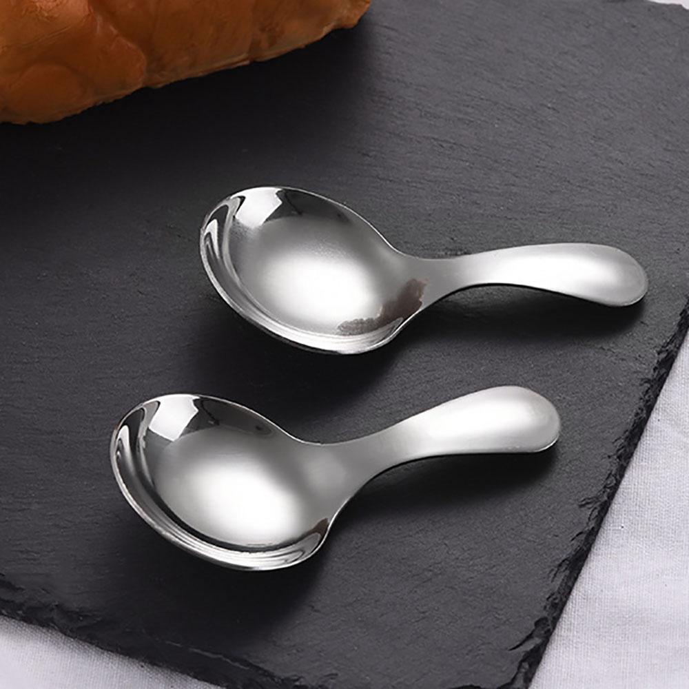 [Elegan] Sendok Kopi Gagang Pendek Stainless Steel Alat Dapur Untuk Anak Kid Alat Makan Bumbu Sendok Pengaduk