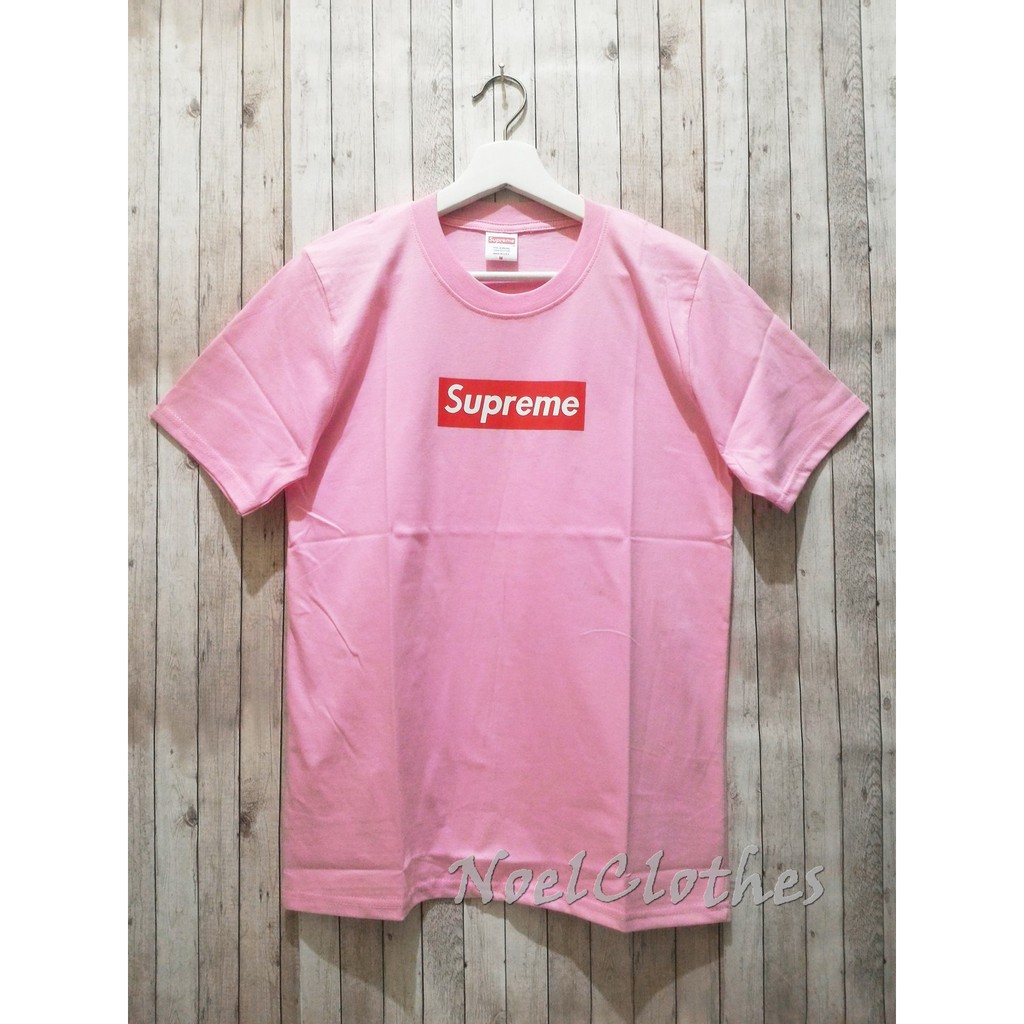 N1074 TSHIRT BAJU KAOS SUPREME LOGO BOX RED PINK TSHIRT PINK KAOS PINK