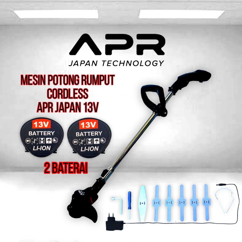 Mesin Potong Rumput Cordless APR Japan 13V Fullset 2 Baterai Japan Technology