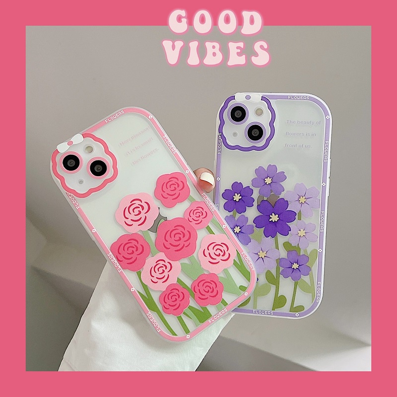 Soft Case Pelindung Kamera Anti Jatuh Motif Bunga Warna-Warni Untuk iPhone 13 Pro MAX 11 12 X XR XS MAX