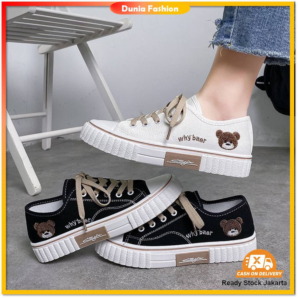 Sepatu Sneakers Import Wanita Korea Why Bear / Sepatu Kets Cewek Korean Style Terbaru