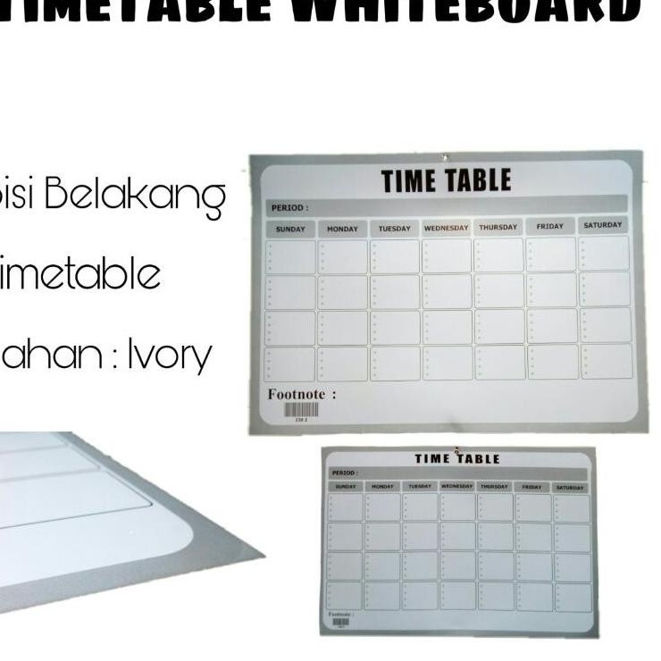 

[KODE BARANG 07Y51] TIME TABLE WHITE BOARD DUA SISI 70 x 50 cm ce