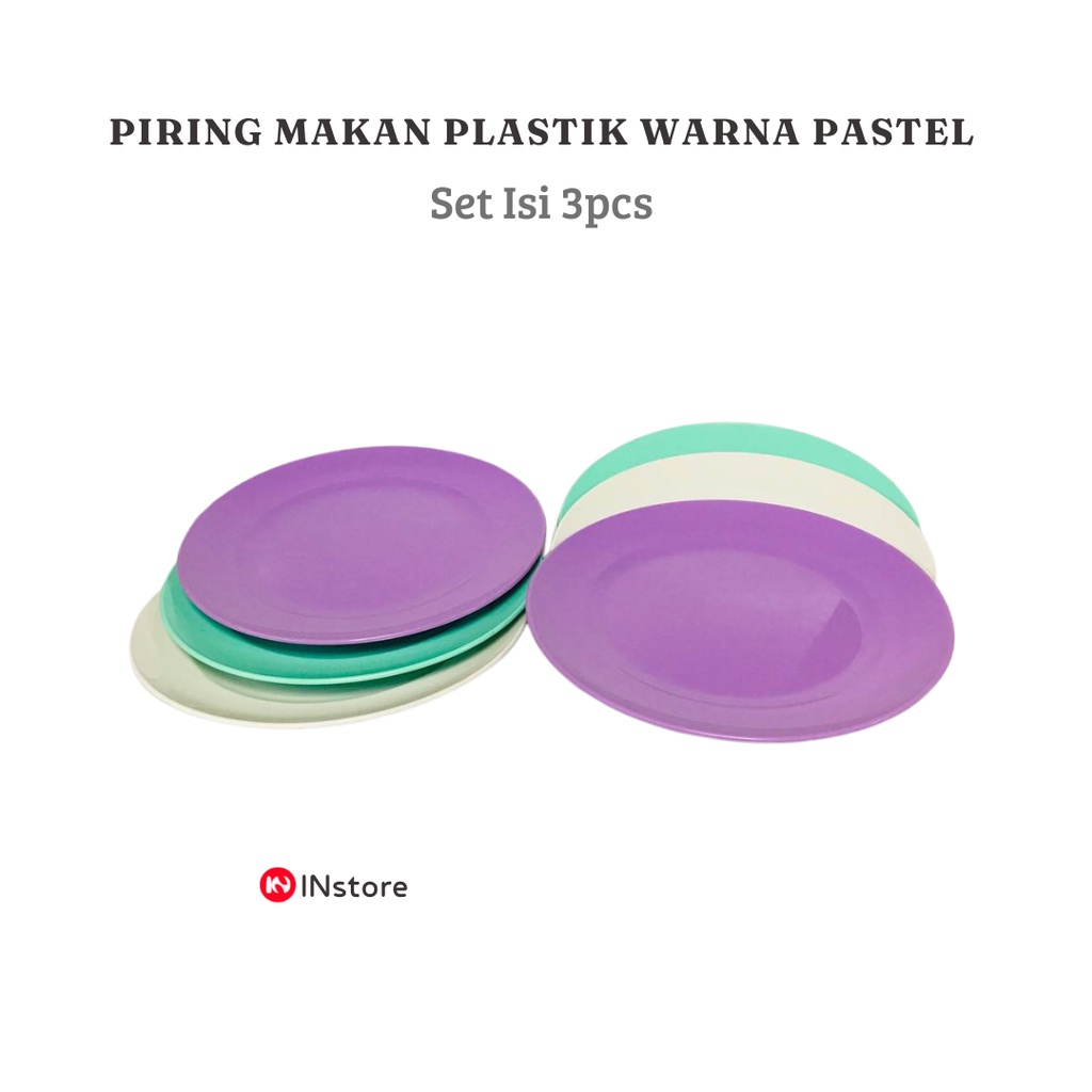 Piring Makan Plastik Warna Pastel 3 pcs Ukuran 22cm Edisi Funtastic Lilac - Piring Makan Serbaguna 9inch - Piring Pastel Set - Tahan Panas - Anti Pecah