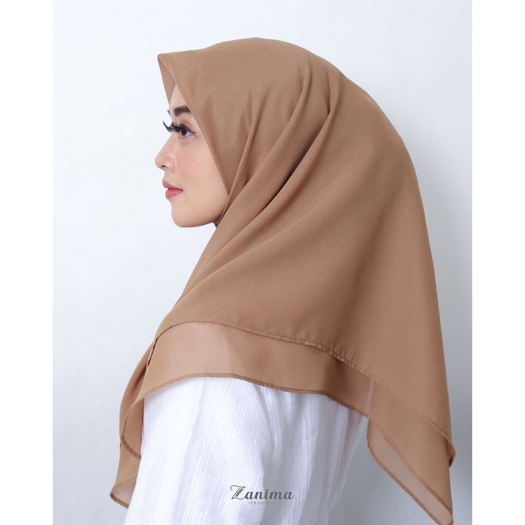 Jilbab Segi Empat Instan Double Layer Bahan Ceruti Babydoll - Zanima Brown