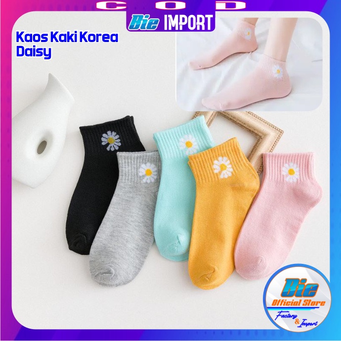 Kaos Kaki Korea Wanita Motif Daisy Impor Best Seller