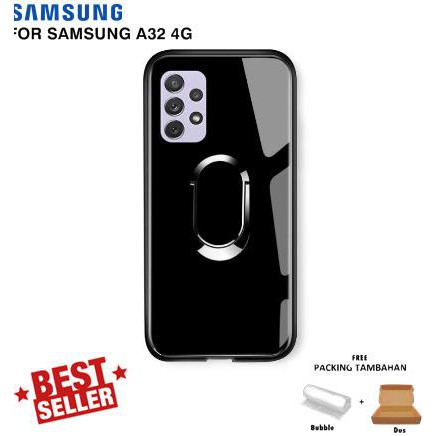 Glass Case Ring Magnetic Samsung A32 4G Hardcase Tempered Miror Mhs-1495
