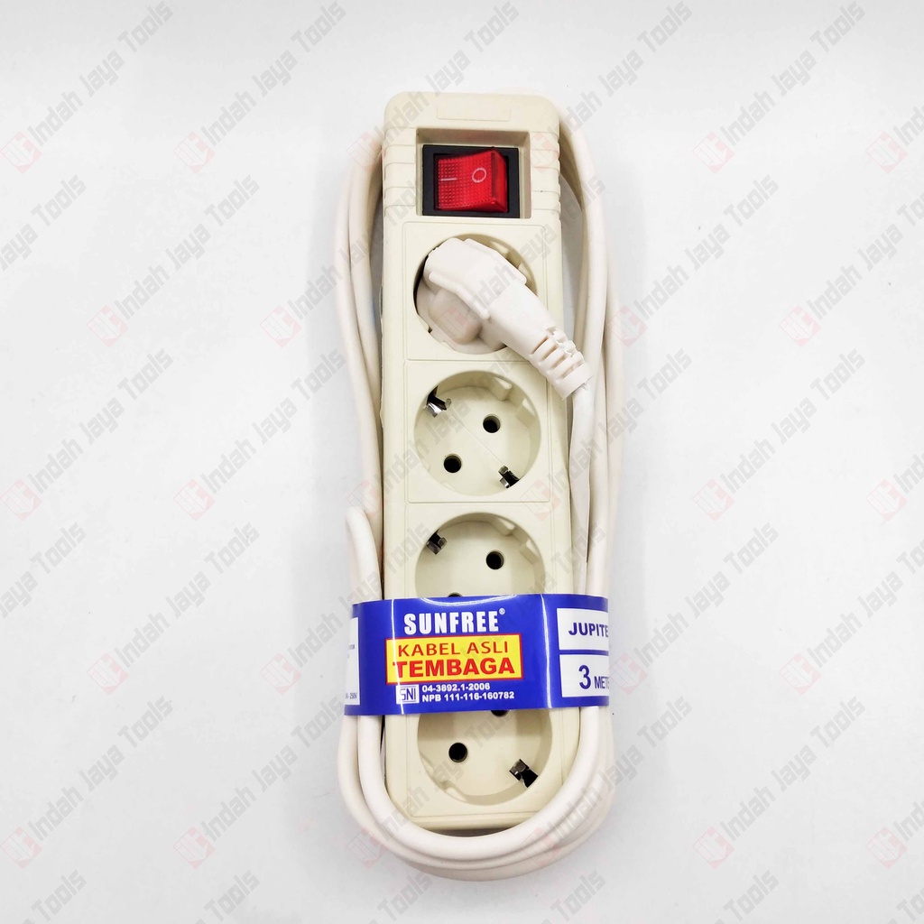 SUNFREE JUPITER 34 Stop Kontak 4 Lubang Kabel 3 M Colokan Listrik