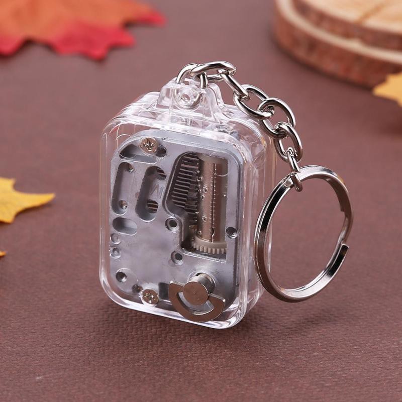 Gantungan Kunci Kotak Musik DIY 18 Tones Mechanical Metal Music Box Keychain - MBB18 - 7RTH60SV Silver