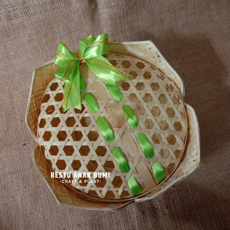 (B053) Teratai Dewi Pita 19cm|Wadah|Hadiah|Souvenir|Parcel|Kado|Hampers Kayu|Mangkok|Makan Keranjang