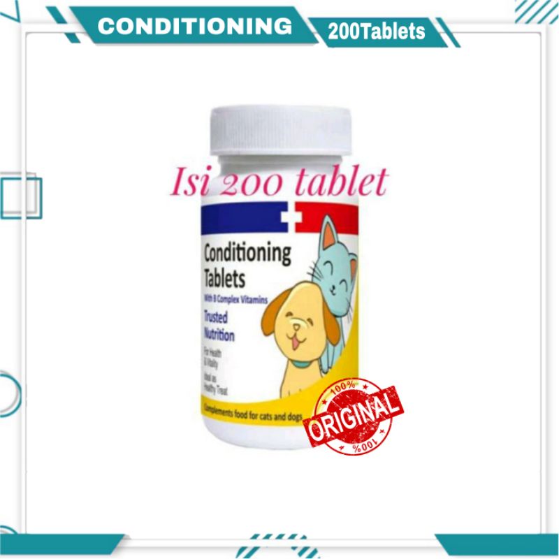 CONDITIONING 200 TABLETS ORI / raid all / vitamin untuk kucing dan anjing / B COMPLEX CALSIUM