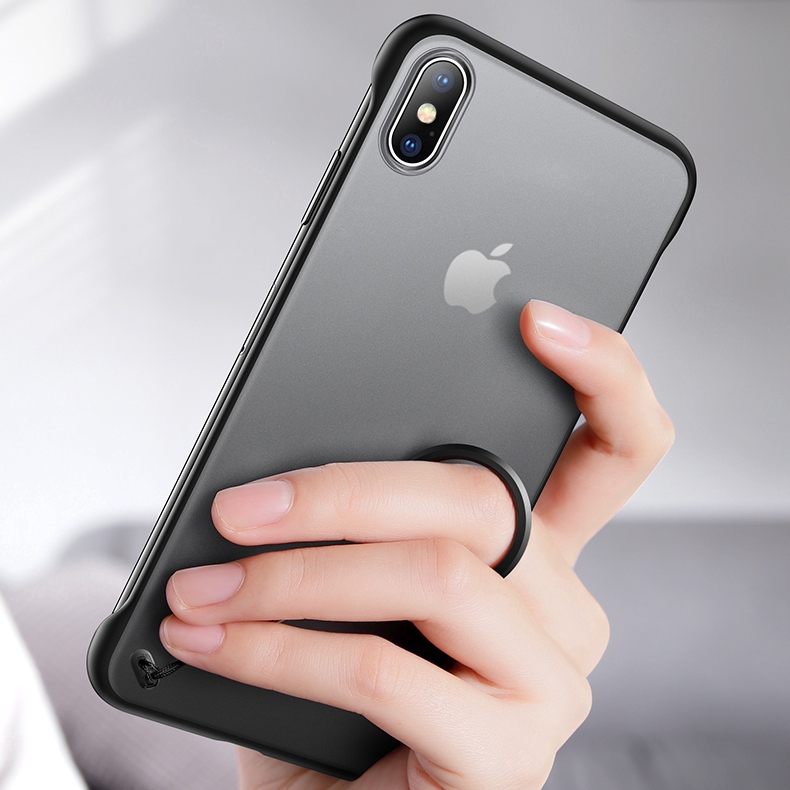 Most Popular Frameless iphone Case,No Border Matte 6s 7 8 Plus XR XS MAX Ultra-thin Clear Cover+Ring